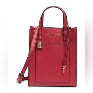 NEW! Marc Jacobs Savvy Red Leather Micro Tote Bag Crossbody Satchel